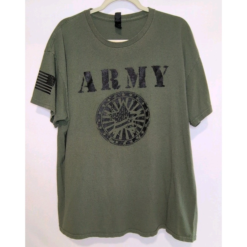 Gildan Men's ARMY T-shirt Olive Green  Cotton Blend‎  Size XL